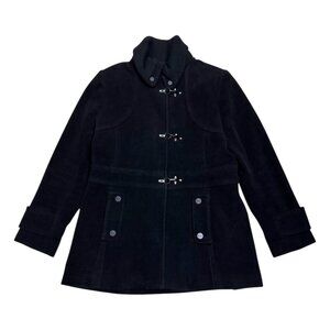 KENNETH COLE Wool Blend Luxury Business Casual Black Pea Coat Jacket Womens 16